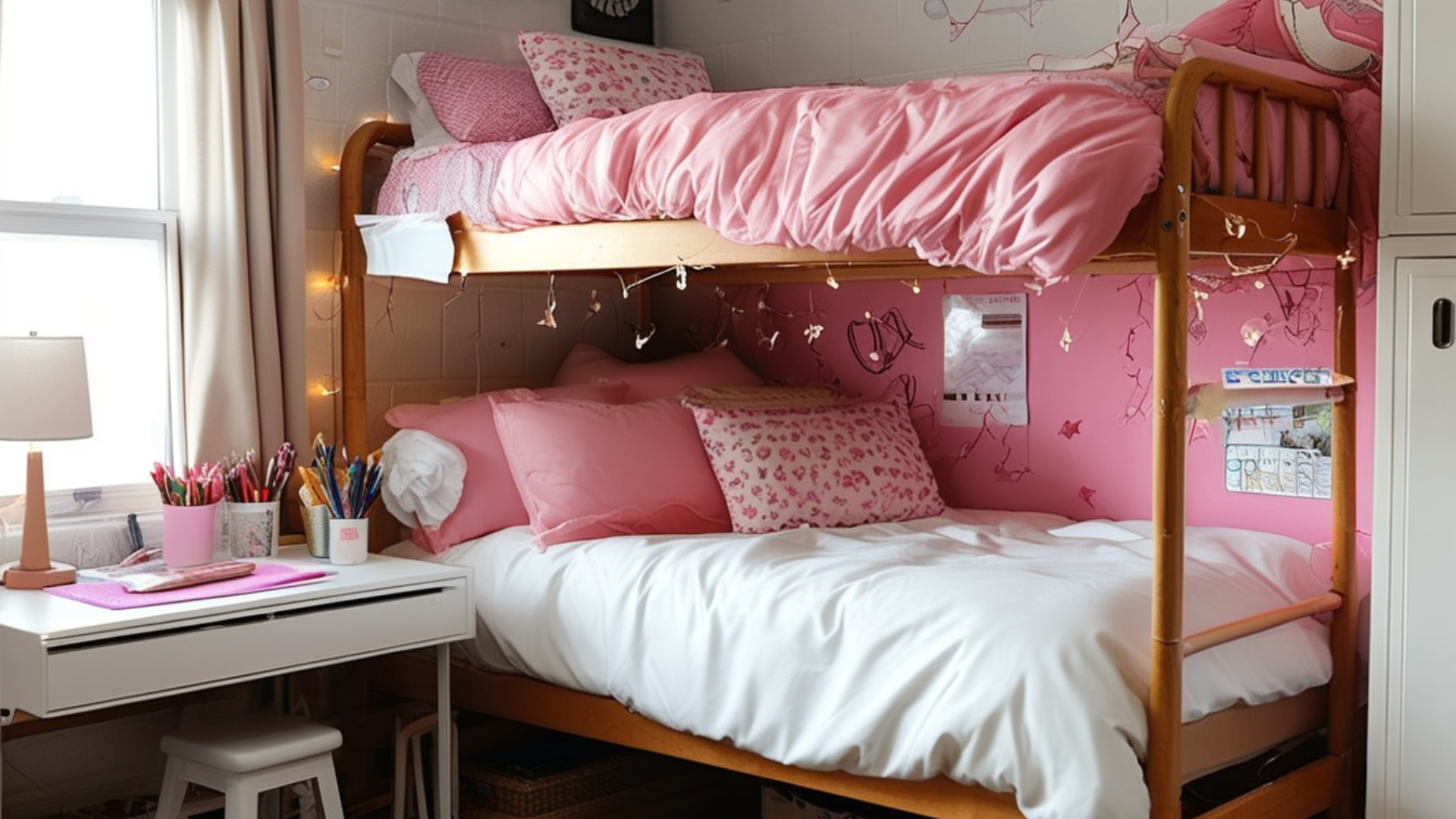 dorm college pink room